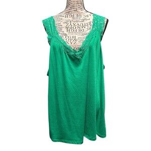 Faded Glory Women's Tank Top Lace Green Plus  3x Officecore Layers Y2K Travel